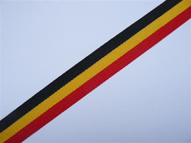 Lint draad :: Thema lint Vlaggen lint :: Belgisch lint :: Belgisch vlag lint 25 mm (zwart geel rood)